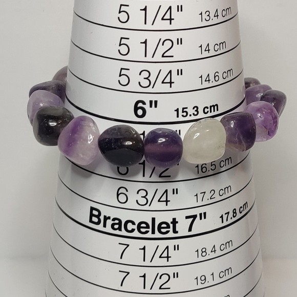 Chevron Amethyst elastic natural stone bracelet  including felt pouch-NB03 - Picture 3 of 16
